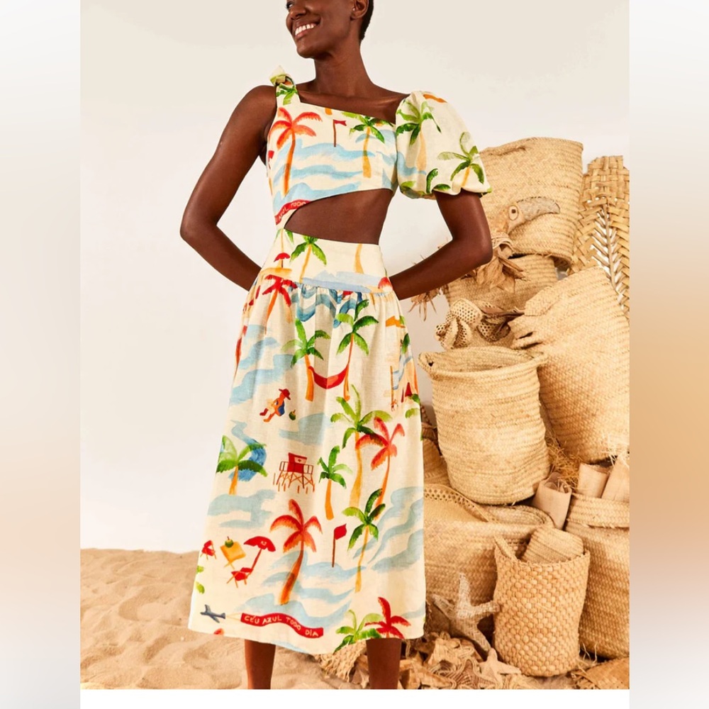 FARM Rio Multicolor Tropical Midi Dress